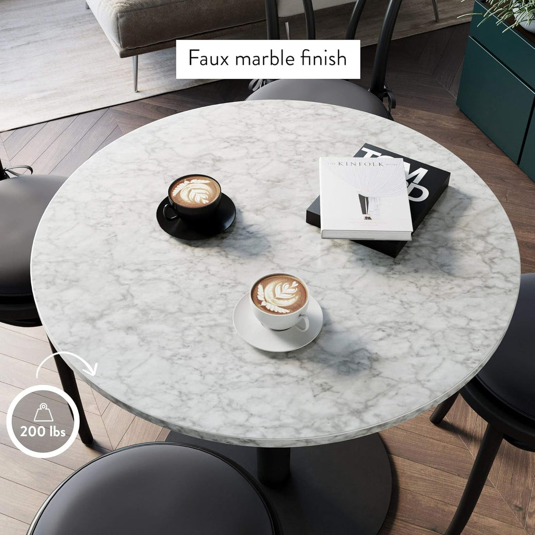Bistro Lucy Small Mid-Century Modern Kitchen or Dining Table with Faux
