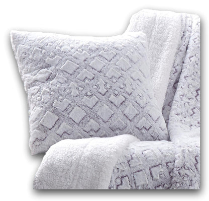 DaDa Bedding Dreamy Milky Way White &amp; Purple Embossed Faux Fur Euro