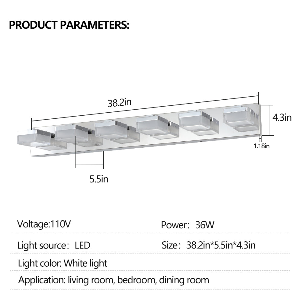 Modern 6-Light Chrome LED Vanity Mirror Light Fixture For Bathrooms