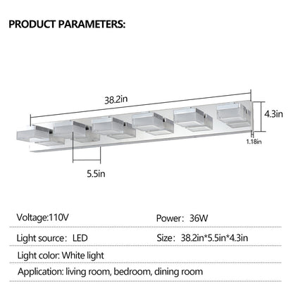 Modern 6-Light Chrome LED Vanity Mirror Light Fixture For Bathrooms