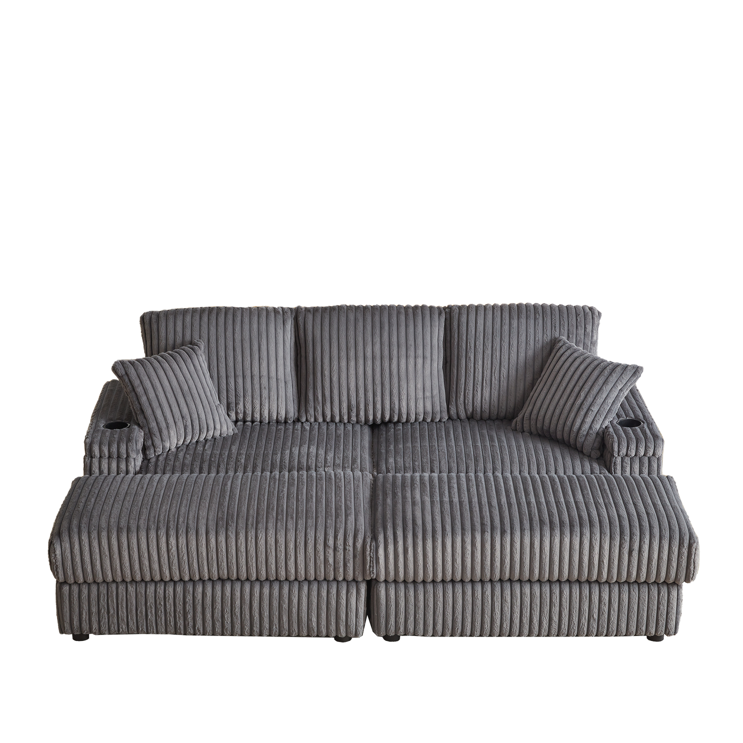 84Inch Corduroy 3-seater sofa With 3 back pillows ,2 toss pillows , a