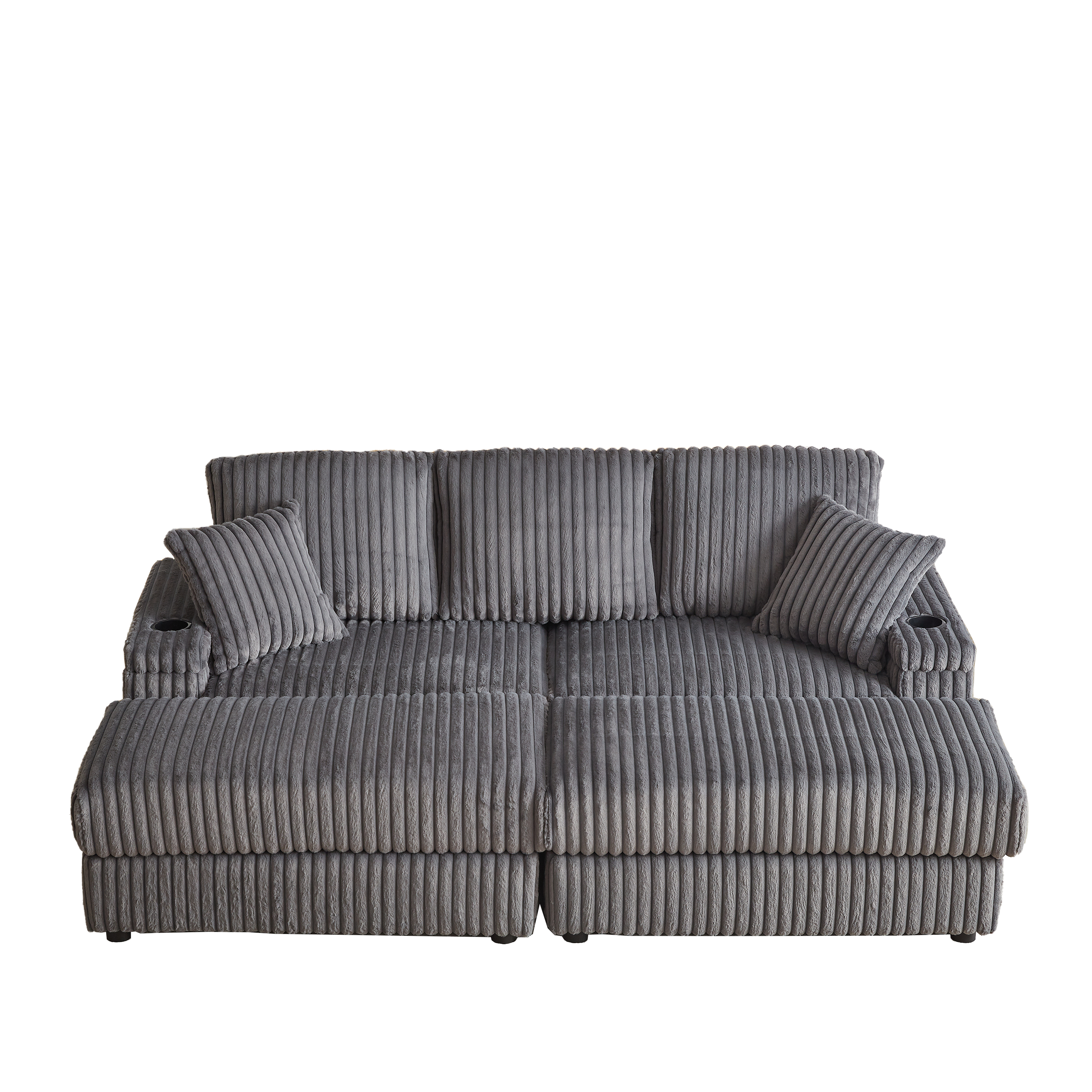 84Inch Corduroy 3-seater sofa With 3 back pillows ,2 toss pillows , a