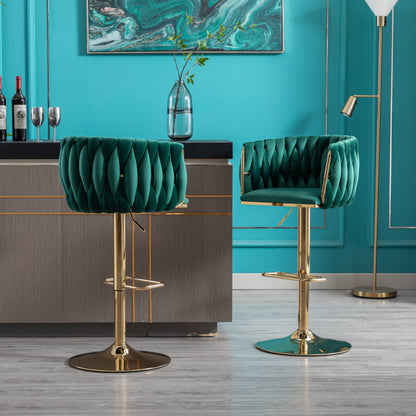 Set of 2  Bar Stools,with Chrome Footrest and Base Swivel Height