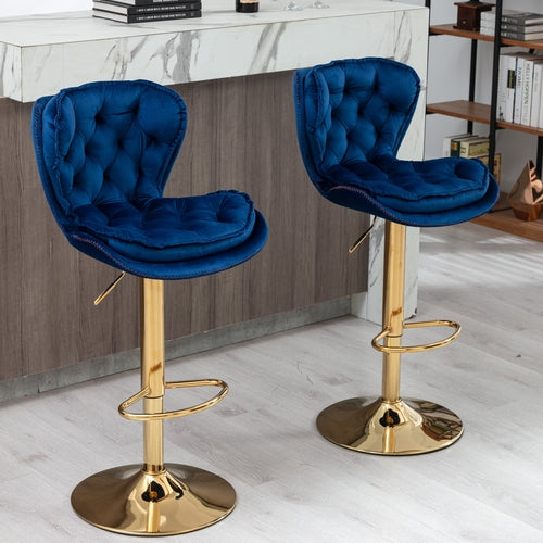 Set of 2  Bar Stools,with Chrome Footrest and Base Swivel Height