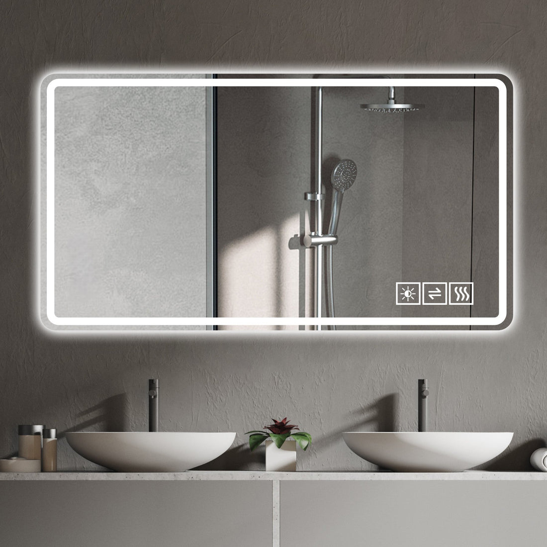 48*32 inch Bathroom Mirror with Led Lights , Anti-Fog Lighted Vanity