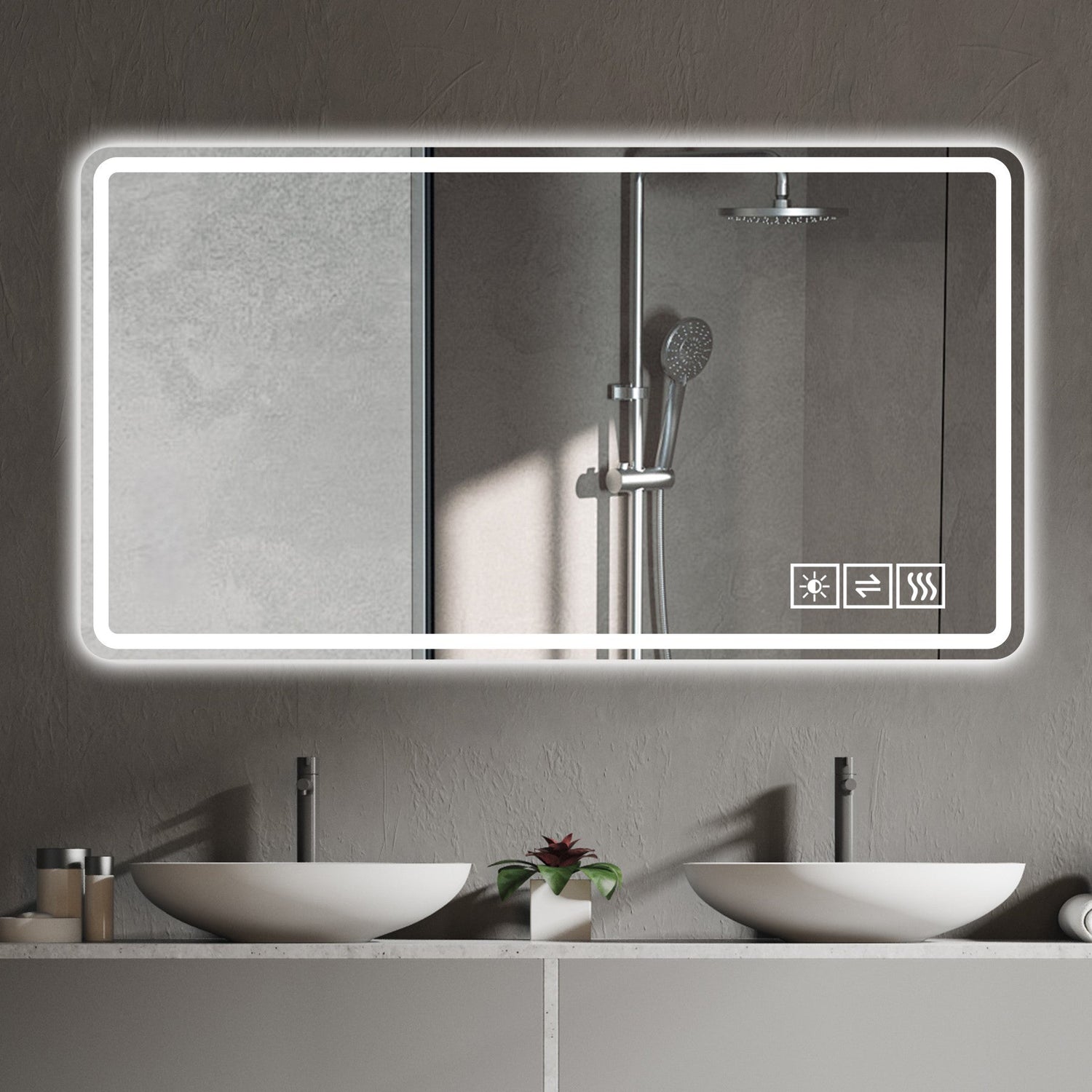 48*32 inch Bathroom Mirror with Led Lights , Anti-Fog Lighted Vanity