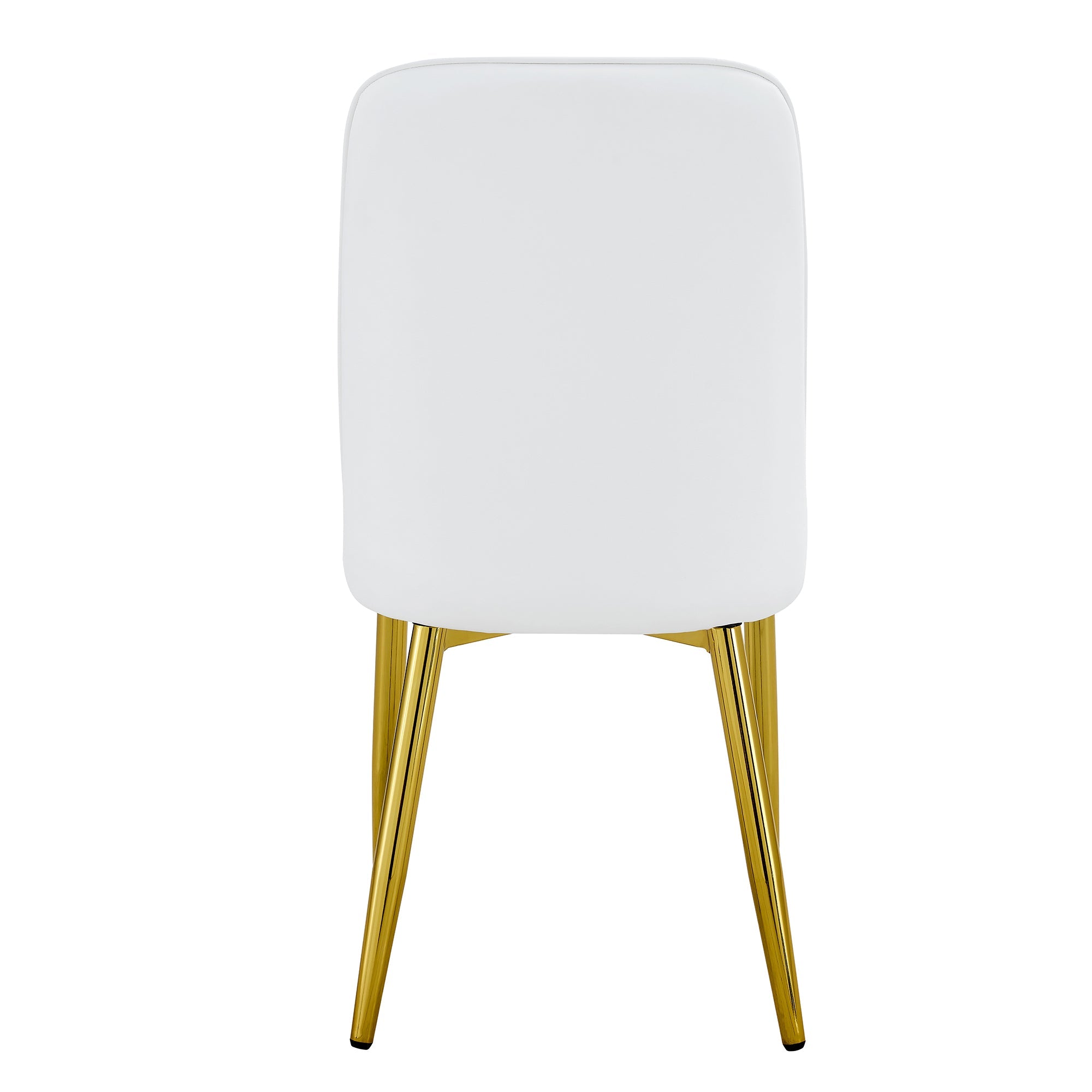 4 modern dining chairs, sleek PU leather backrest, and gold metal legs