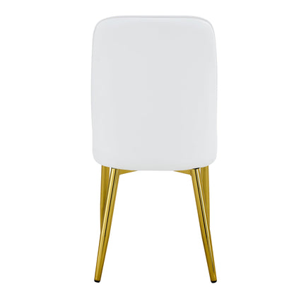 4 modern dining chairs, sleek PU leather backrest, and gold metal legs