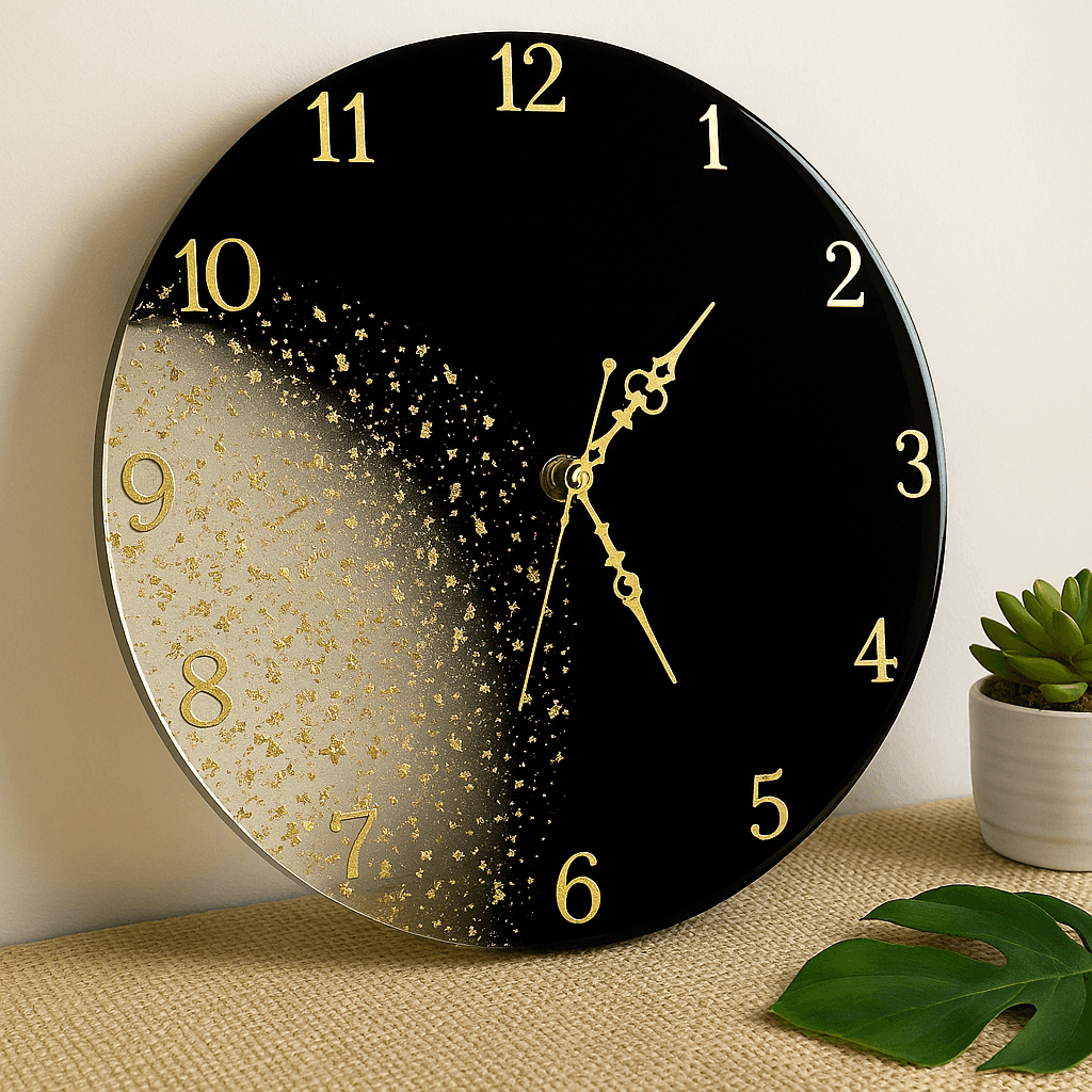 8inch Resin Clock-Beige &amp; Black