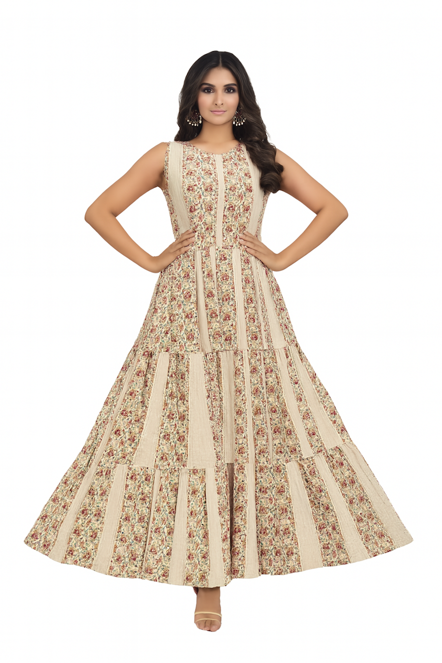 Embroidered Designer Gown for Women-Black &amp; White (Size-2XL) | D43