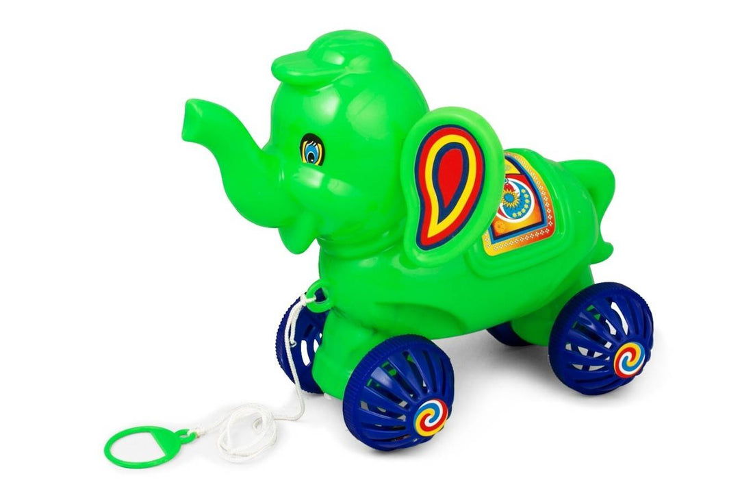 Bright Green Pull-Along Elephant Toy