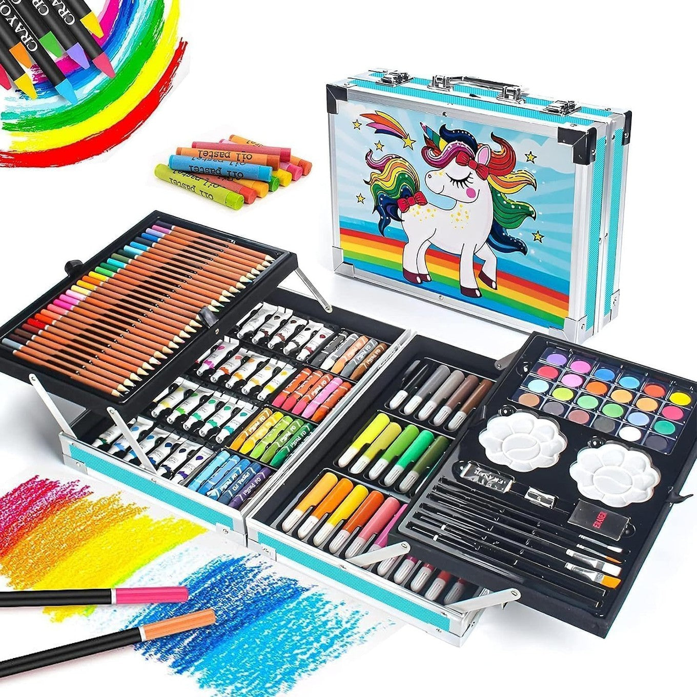 145 Pieces Blue Unicorn Art Set For Kids Drawing
