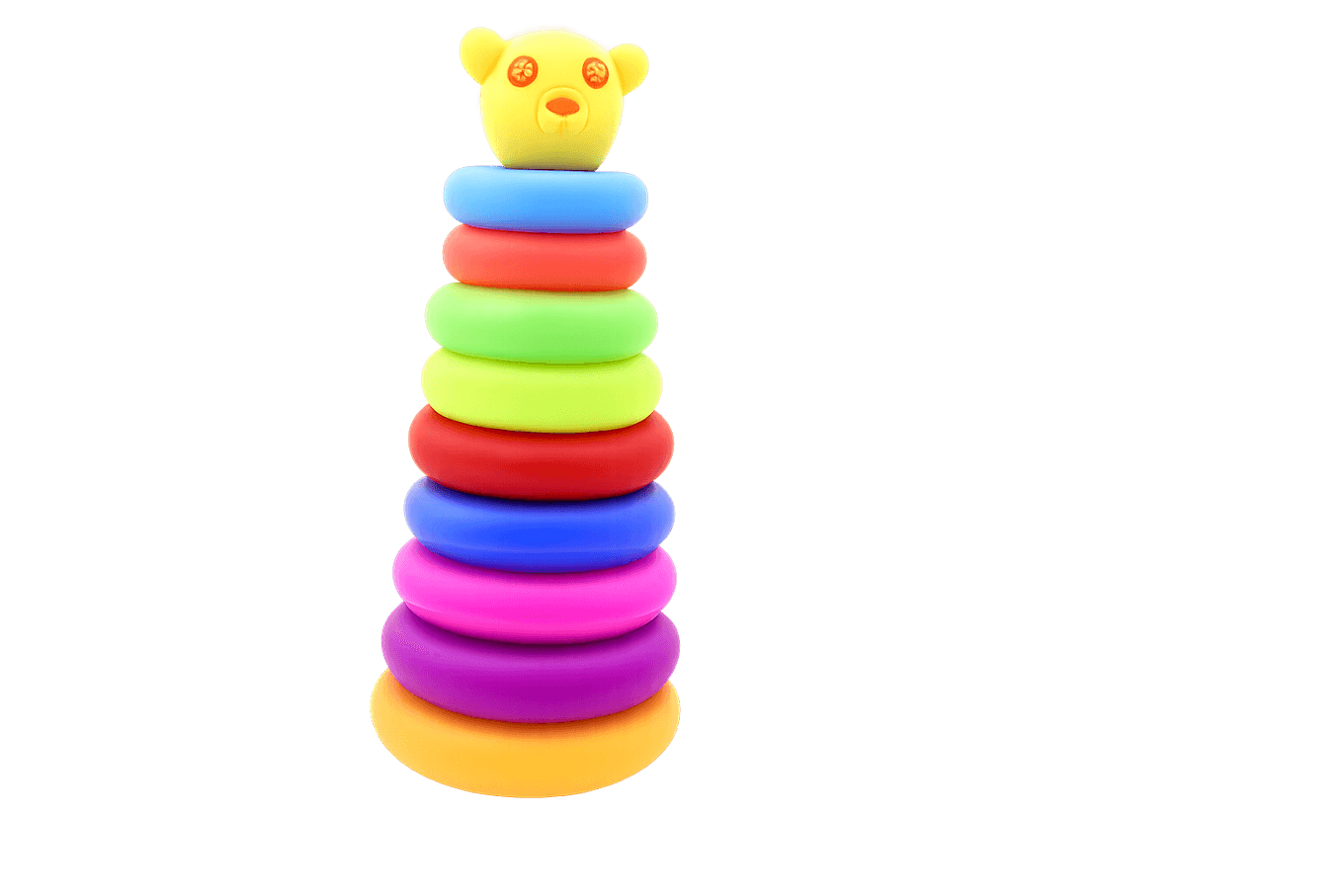 Colorful Bear Head Ring Stacking Toy