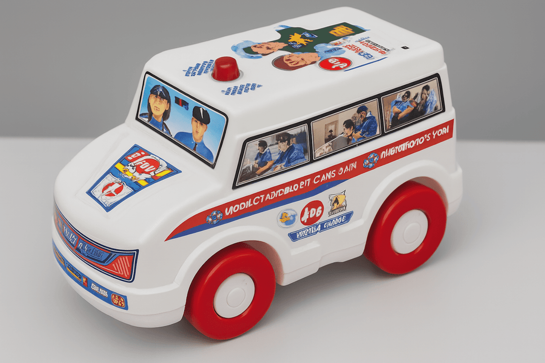 White and Red Plastic Delivery Van Toy