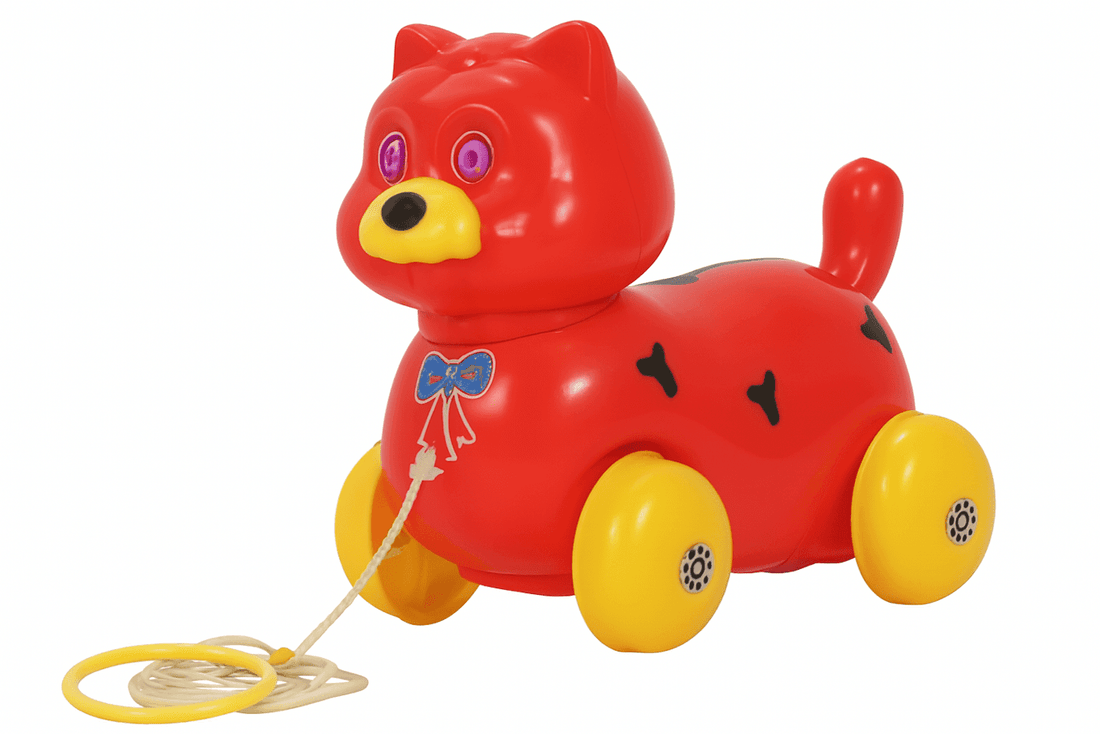Red Plastic Dog Pull-Along Toy for Kids