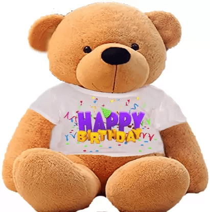 SOFT TOYS Big Teddy Bear Wearing &quot;Happy Birthday&quot; T-Shirt (4 feet,