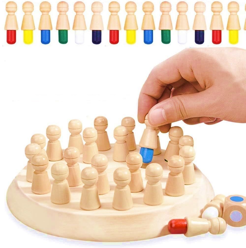 Wooden Memory Chess Color Matching Game for Kids 3+