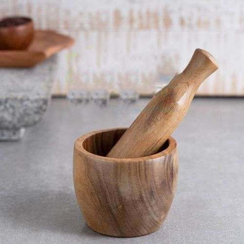 Hand-crafted Wooden Mortar &amp; Pestle