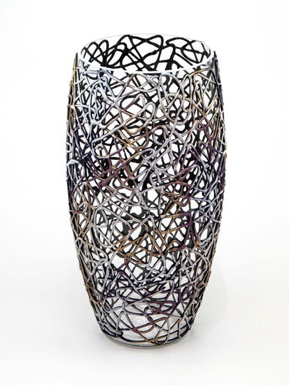 Art Decorated Glass Oval Vase | Interior Design Home Room Decor | Tabl
