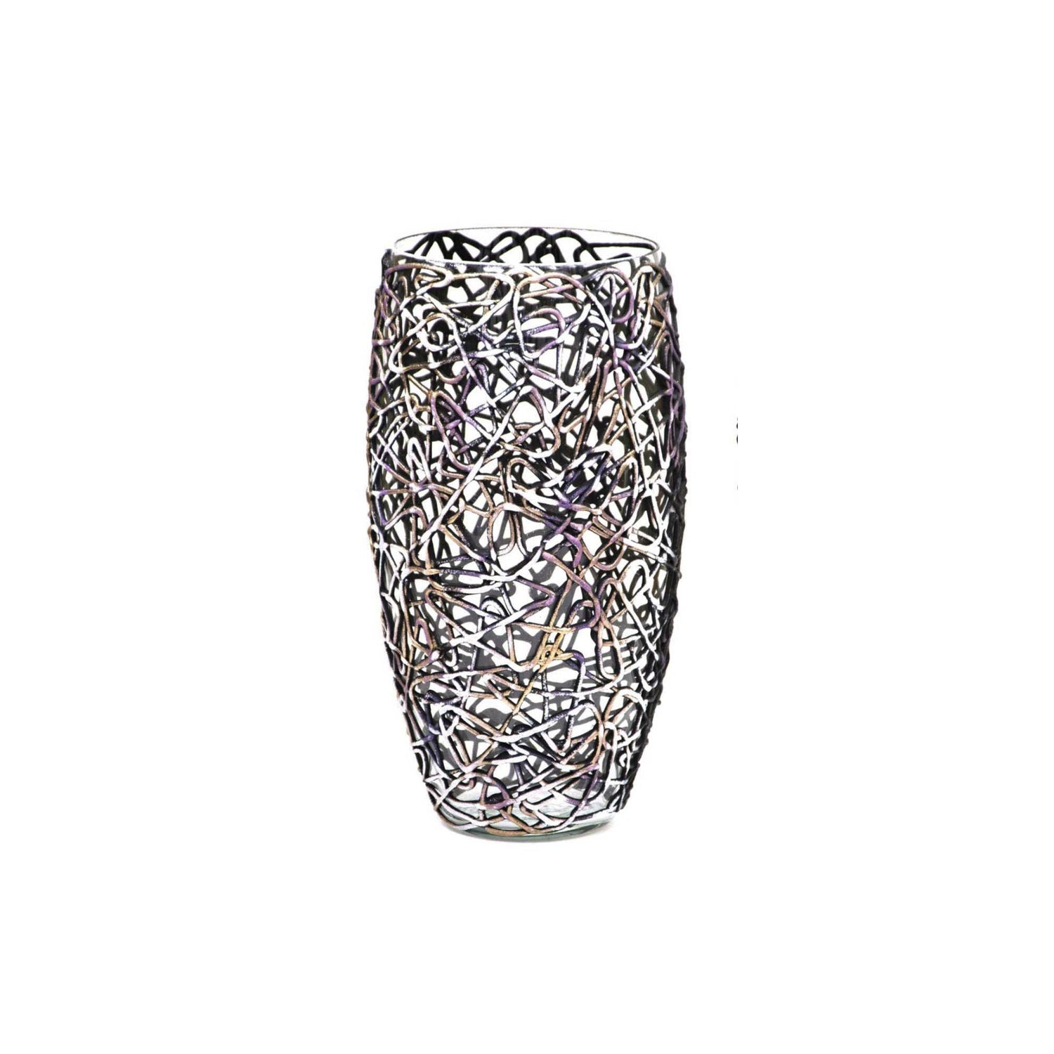 Art Decorated Glass Oval Vase | Interior Design Home Room Decor | Tabl