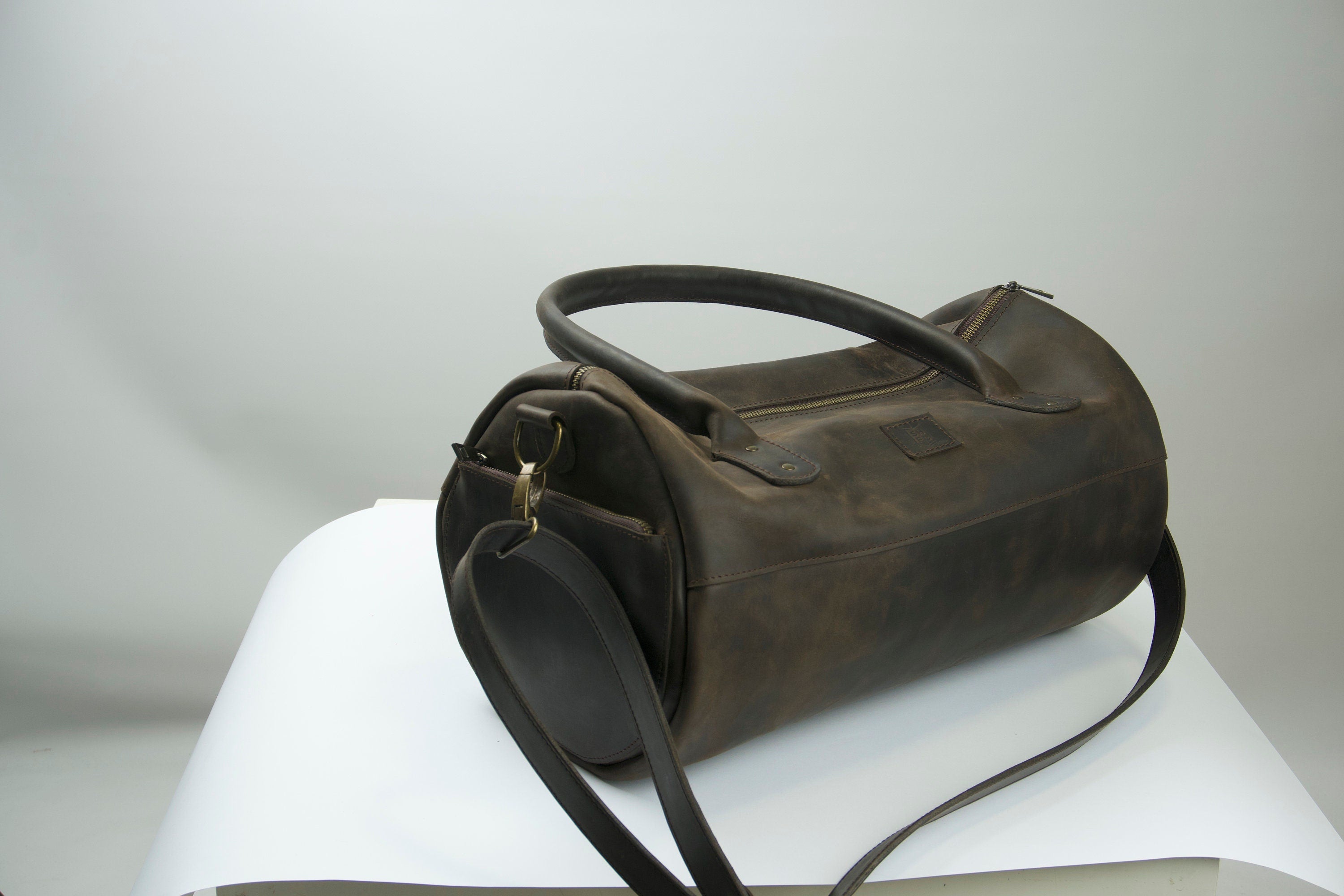 Leather Gym Bag, Leather Duffel Bag, Leather Sports Bag for Men