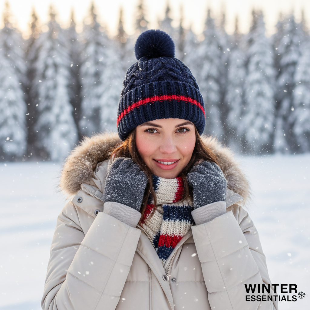 Womens Thermal Pom Pom Winter Hats - Assorted 2 Pack with Fur Lining