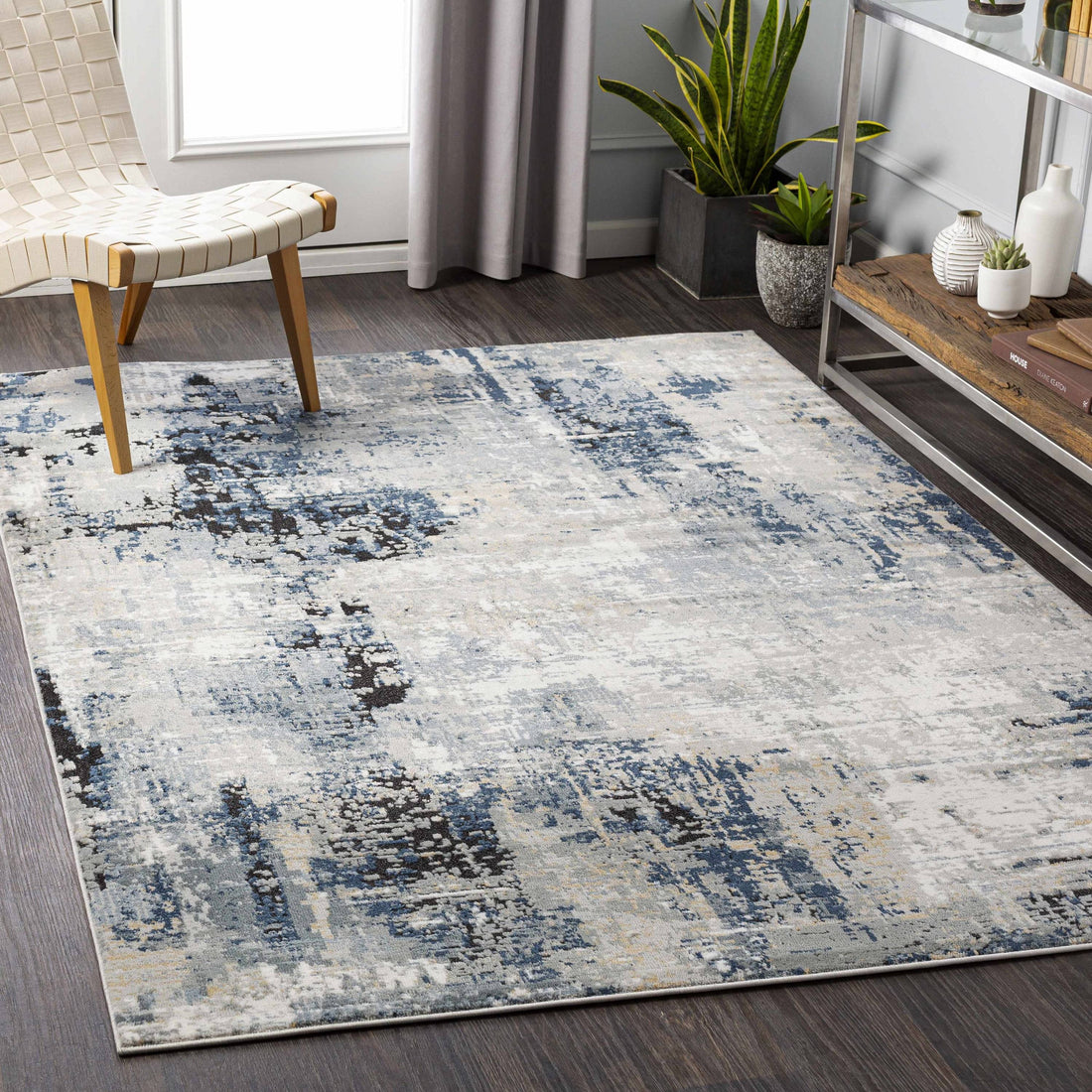 Campsall Gray&amp;Blue Abstract Area Rug