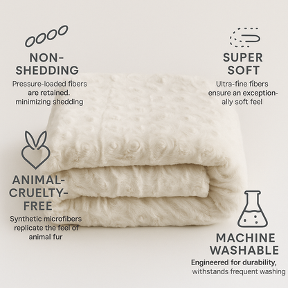 DaDa Bedding Luxury White Roses Fluffy Soft Sherpa Backside Faux Fur