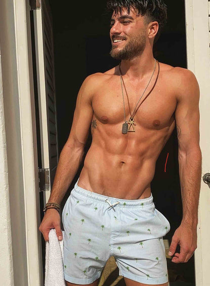 Palm Stripes - 5" Swim Trunks