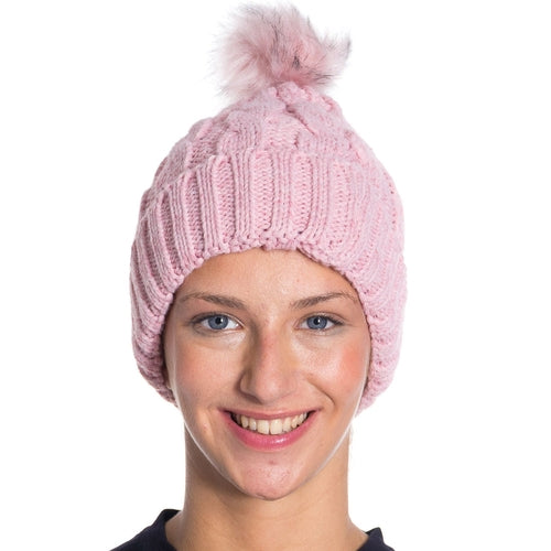 Winter Knitted Slouch Beanie Hat with Pom Pom for Women
