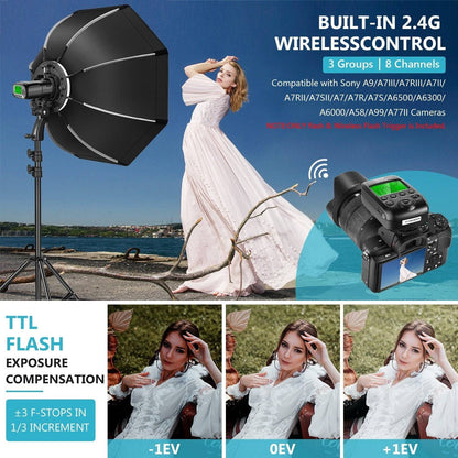 VISION2 200Ws 2.4G TTL Flash Strobe For Sony DSLR Cameras,1/8000 HSS