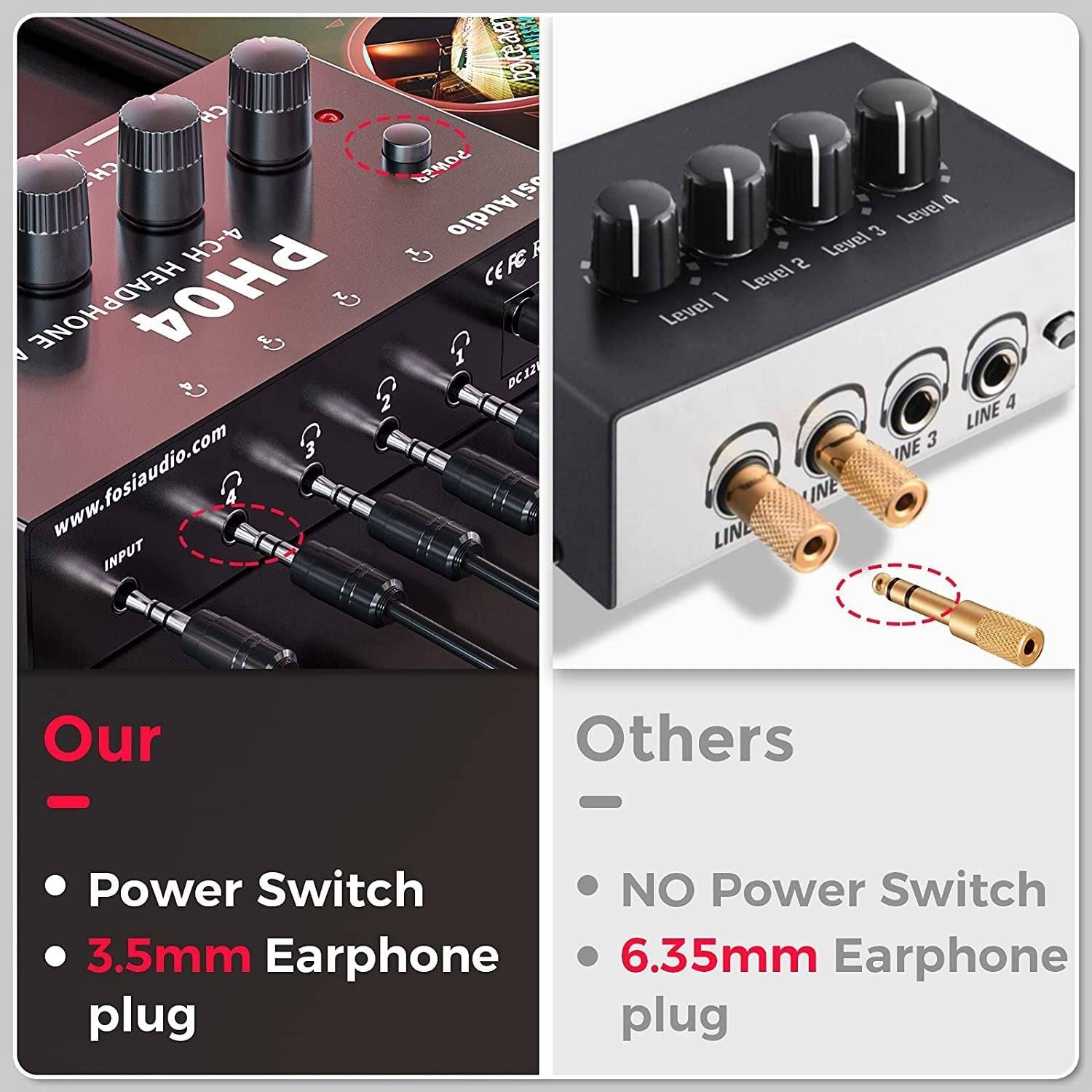 4 Channel Headphone Amplifier Stereo Audio Amp Ultra Compact Portable