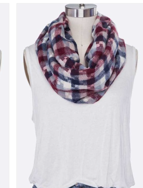 Mixed Plaid Infinity Scarf