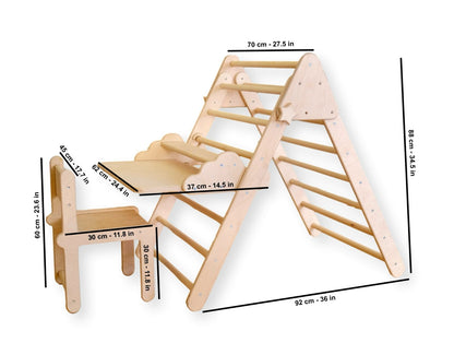 Foldable Montessori Climbing Triangle Set with Portable Table and