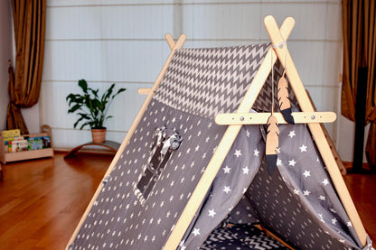 Gray Stars Play Tent and Play Mat