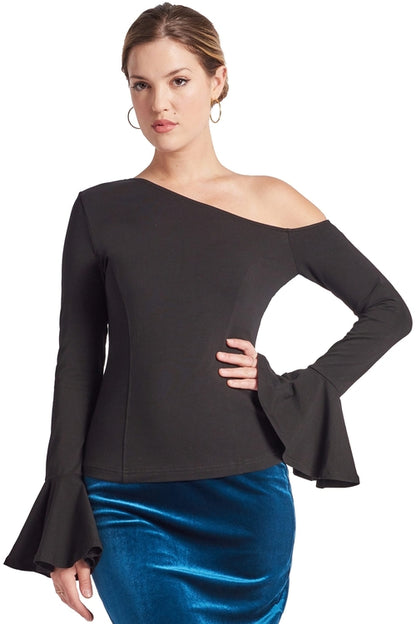 Tova Top - Asymmetric bell sleeve top