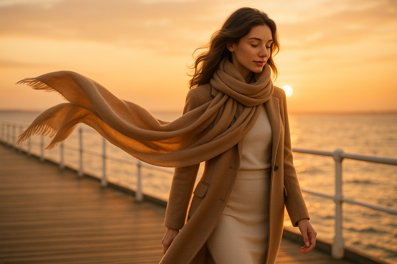 Orange Pashmina Winter Scarf 6 Ft Long